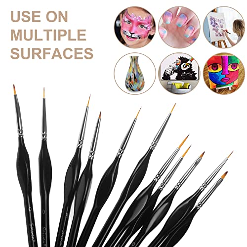 12-Piece Detail Brush Set with Triangular Handles - Red | Micro Fine Tip Brushes With Triangular Handles, 40k, for Model, Miniature, Art Painting and Crafts, Acrylic, Watercolor