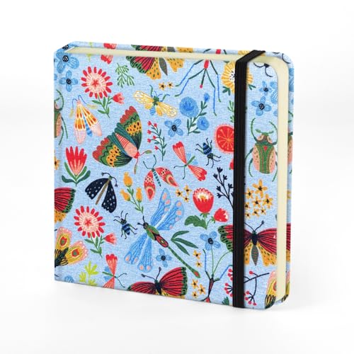 5x5" Sketchbook,Pocket Hardcover Notebooks,Sketch Books for Drawing Writing | 80gsm Blank Pages,96Sheet/192Pages,Cloth Cover,Portable Small Size for Sketching,Diary Memo Planner.Insect Butterfly - color: Cloth-Insect Butterfly