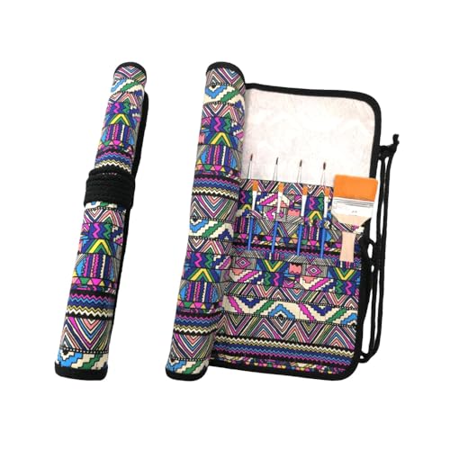 Funny live Paint Brush Holder Art Supplies, Artist Brush Holder & Storage Organizer Roll-Up Case Bag, Protect Acrylic Oil Watercolor Paintbrushes (Bohemian 20 Slot Pockets) - color: Bohemian 20 Slot Pockets