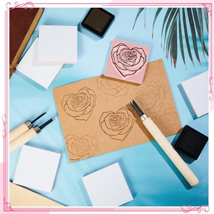 Frienda 24 Pcs 2" x 2" Rubber Carving Block Printmaking Stamp, White Pink | Easy to Carve, for Printmaking, Stamp Making, DIY Crafting, Scrapbook, Painting, Soft Linoleum for Beginners, Professionals - color: White Pink