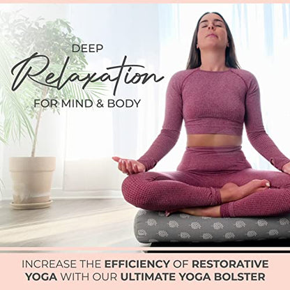 Y O GAYO Yoga Bolster - Made with 100% Cotton, Yoga Pillow Set Includes Extra Washable Cover and Carry Bag - color: Standard Size (25 X 10.5 X 6.5 In)