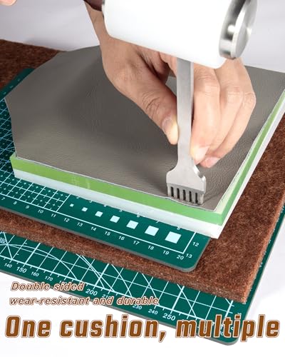 5 Pcs Leather Punch Pads Set， A4+A5 Self Healing Cutting Mats, 15x15cm Rubber And PP Punching Pads, Brown Sound Absorbing Pad, DIY Craft Tools for Leatherworking, Sewing, Quilting