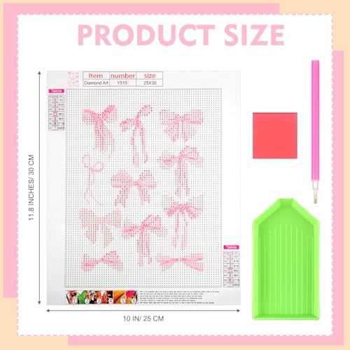 Yeaqee 4 Pcs Pink Bow Diamond Art Kits for Adult DIY Coquette Gem Painting Kit DIY Jewel Diamond Art for Beginners Cute Pink Ribbon Disco 8 Ball Room Decor 5d Craft Wall Decor for Home 10 x 11.8'' - style: Coquette