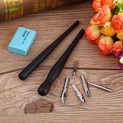 Dip Pen Pens for Drawing with 2 Manga Nib Holder and 5 Dip Nibs | Cartoon Comic Dip Pen Set, Drawing Comic Pen Nib With Drawing Eraser