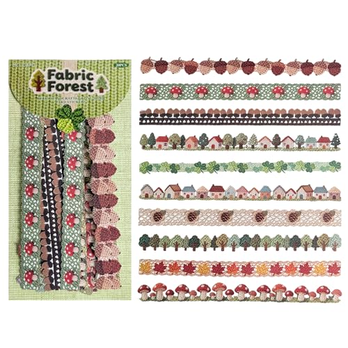20Pcs Vintage Stickers,Aesthetic Long Strip Paper Border Decorative Sticker for Adult Card Making Letters Planner Scrapbooking Journaling Junk Journal Water Bottles Art Craft,Fabric Forest - color: Fabric Forest
