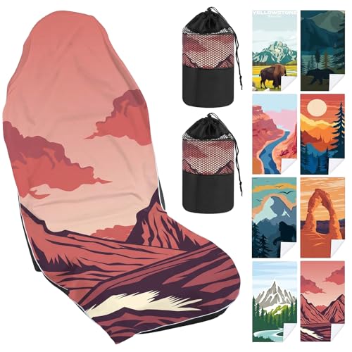 2 Pack Car Seat Towel Cover with Storage Bag, Death Valley National Park | 63 x 32 in Car Towel Seat Cover Non Slip Waterproof, Gym Workout Swimming Running, Machine Washable Sweat Absorbent Protector - style: Death Valley National Park