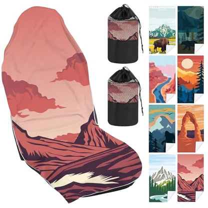2 Pack Car Seat Towel Cover with Storage Bag, Death Valley National Park | 63 x 32 in Car Towel Seat Cover Non Slip Waterproof, Gym Workout Swimming Running, Machine Washable Sweat Absorbent Protector - style: Death Valley National Park