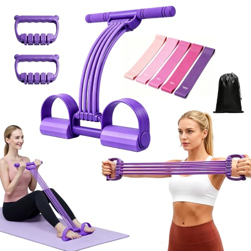 3-in-1 Adjustable Pedal Resistance Band Set with 5 Pcs 5-Level Loop Bands