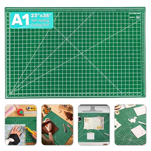 Self Healing Cutting Mat, 23" x 35", Large Double-Sided Rotary Cutting Mat for Sewing, Quilting, Scrapbooking, Fabric & Craft Cutting Board, (A1), Green - size: 35"L x 23"W