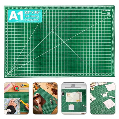 Self Healing Cutting Mat, 23" x 35", Large Double-Sided Rotary Cutting Mat for Sewing, Quilting, Scrapbooking, Fabric & Craft Cutting Board, (A1), Green - size: 35"L x 23"W