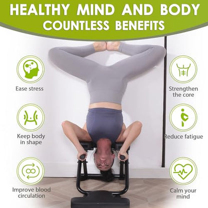 BODY RHYTHM Yoga Headstand Bench, Yoga Inversion Chair, Headstand Trainer for Relieve Stress, Improve Sleep & Digestion and Strength Training, Ideal for Home Workout, Fitness and Gym