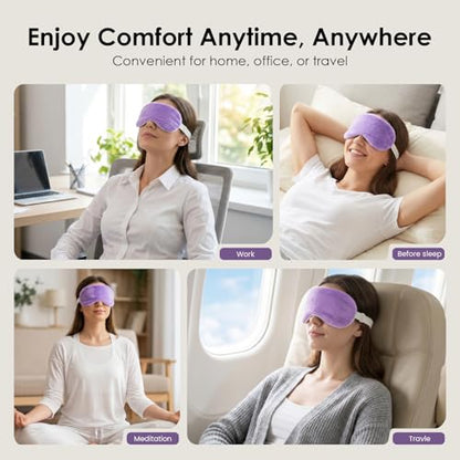 MORLIDEN Heated Eye Mask for Dry Eyes & Stye - Microwavable Warm Compress | For Blepharitis, Chalazion, MGD-Lightweight, No Heavy Pressure-Reusable Moist Heat Mask with Natural Flaxseed(Purple2P) - color: Purple2pcs