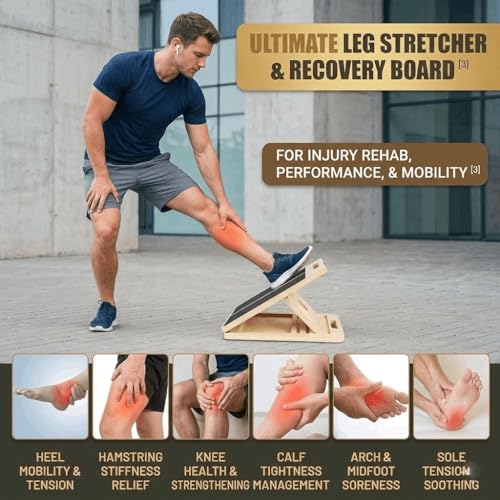 Professional Slant Board for Calf Stretching, Wooden Adjustable Incline Wedge for Squats, Foot & Ankle Mobility, Non-Slip Calf Stretcher, Calf Stretching Board, Slant Board for Planter Fasciitis.