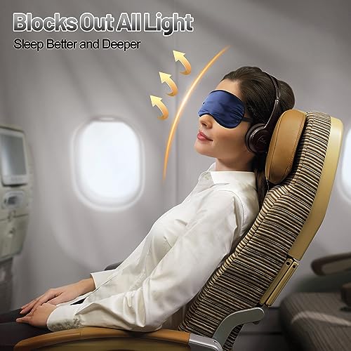 Silk Sleep Mask, Blackout Sleeping Eye Mask with Adjustable Strap 3 Pack | Soft Blindfold for Men & Women Side Sleeper, Pressure-Free Eye Cover, Eyeshade for Travel Nap Gift (Black,Blue,Green) - color: Black+blue+green
