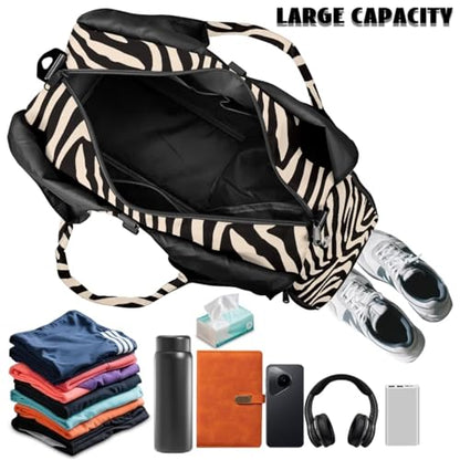 Yoga Gym Bag with Removable Adjustable Shoulder Strap, Shoe Compartment & Top Yoga Mat Holder 17.72x8.66x9.84in - color: Black Zebra Stripe Print