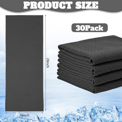 Honoson 30 Pack Cooling Towels for Neck and Face, 27 x 16 in, Dark Grey - color: Dark Grey