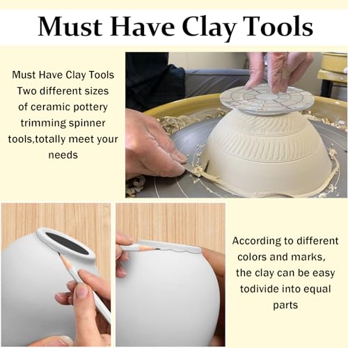 GeryVtee Pottery Trimming Spinner Pottery Trimming Tools Rotary Disc Mini Pottery Wheel Clay Tools for Potters and Clay Artists（(Large+Small）