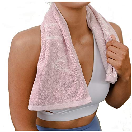 Pink Gym Towel for Women - Organic Cotton Silver Infused Sweat Towel, 500 GSM, 31.5"x15.75" - Soft Absorbent Workout Towel for Gym Yoga Spin and Pilates, Exercise Towel - color: Pastel Pink