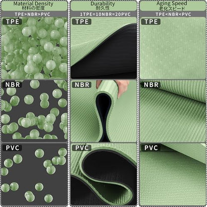 Readaeer Double Color Yoga Mat - 72"x24"x0.24" (6mm),Non-Slip TPE Exercise Mat - color: Green