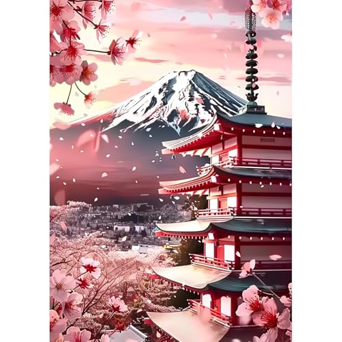 SENQAO 5D DIY Diamond Painting Kits for Adults, Cherry Blossoms Flower Full Drill Embroidery Cross Stitch Crystal Rhinestone Paintings Pictures Arts Wall Decor Painting Dots Kits 12X16 inch - color: Cherry Blossoms Flower
