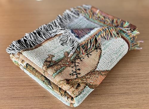 Go Fishing Camping Woven Tapestry Throw Blanket 50 X 60 Inches | Wall Hanging Art, Handicrafts Jacquard, Multipurpose Soft Travel Mat, Outdoor, Fringe Tassels - color: Camping