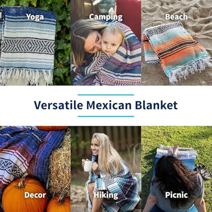 La Montana Bulk Falsa Mexican Blanket, 4 Pack, Dk Olive/Lt Olive/Charcoal - color: Dark Olive/Light Olive/Charcoal