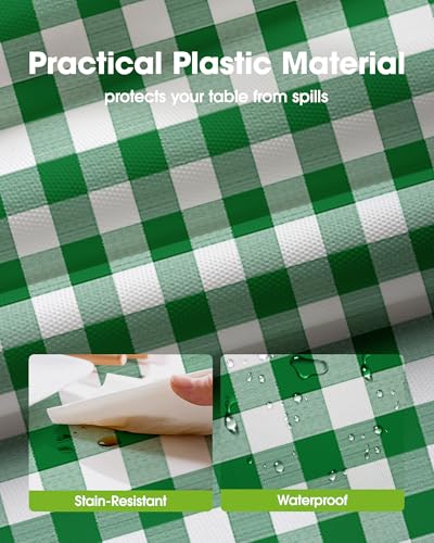 Pureegg Plastic Table Cloth Disposable 8 Pack 54 x 108 Inch, Green Plaid | Easter Party, Picnic, Wedding, Checkered Decor, Green Plaid, Tablecloth - color: Green Plaid, size: 54" X 108" Rectangle