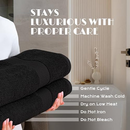 White Classic Luxury Soft Bath Sheets Set - 650 GSM Cotton Luxury Bath Towels Extra Large 35x70 | Highly Absorbent and Quick Dry | Hotel Quality Extra Large Towels Oversized, Black, 4 Pack - color: Black, size: Bath Sheets, 4 Pack