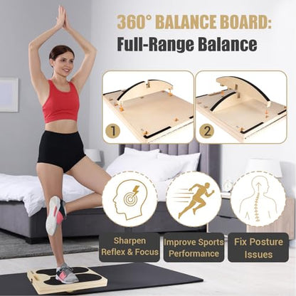 3-in-1 Slant Board & 180°/360° Balance Board, 300 LBS Capacity Calf Stretch