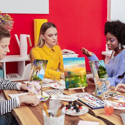Motimind 36 Pcs 6 x 8 Mini Canvas and 8" Easel Set Bulk for Paint Party | Painting Art Crafts for Back to School Classroom Birthday Valentine Christmas Mother's Day End of School Year Gifts - size: 6 x 8 Inch