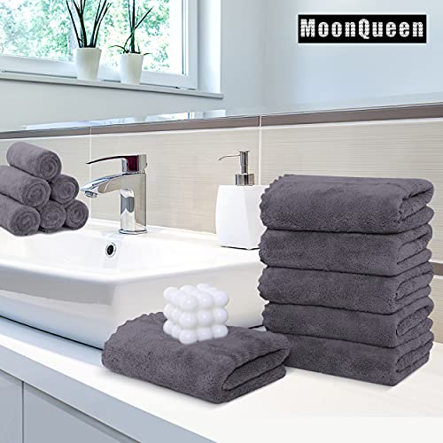 MOONQUEEN 18 Pack Premium Hand Towels - Quick Drying - Microfiber Coral Velvet Highly Absorbent Towels - Multipurpose Use as Hotel, Bathroom, Shower, Spa, Hand Towel 16 x 28 inches (Gray) - color: Gray, size: Hand Towels - 18 Pack