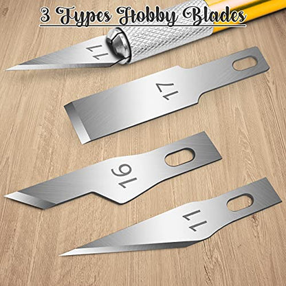 DIYSELF Exacto Knife Set, 2 Pack Craft Hobby Knife with 40 Spare Blades | Precision Exacto Knife for Crafting, Exacto Pen Knife for Crafts, Arts, Modeling, Scrapbooking (#11#16#17) - color: Gold-blue