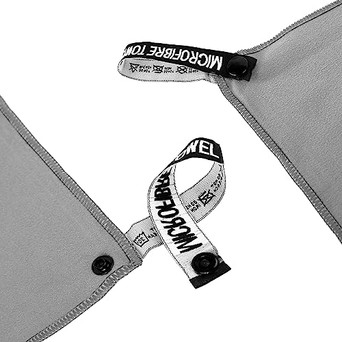 Microfiber Travel Towel, Quick Dry Camping & Gym Towel. Compact - color: Gray, size: XS:12"×24"