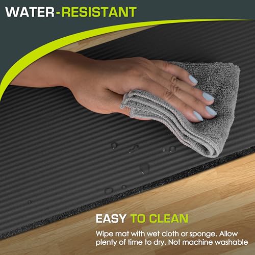 ProsourceFit Extra Thick Yoga Knee Pad and Elbow Cushion 15mm (5/8”) Fits Standard Mats for Pain Free Joints in Yoga, Pilates, Floor Workouts - color: Black
