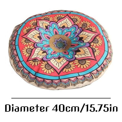 Boho Round Floor Pillow Meditation Cushion, Vibrant Red