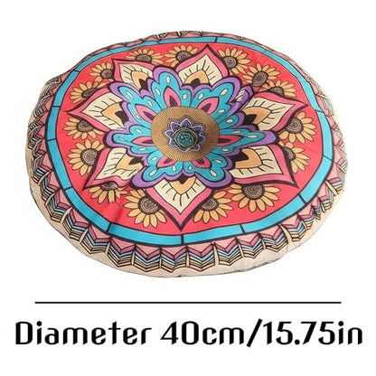 Boho Round Floor Pillow Meditation Cushion, Vibrant Red