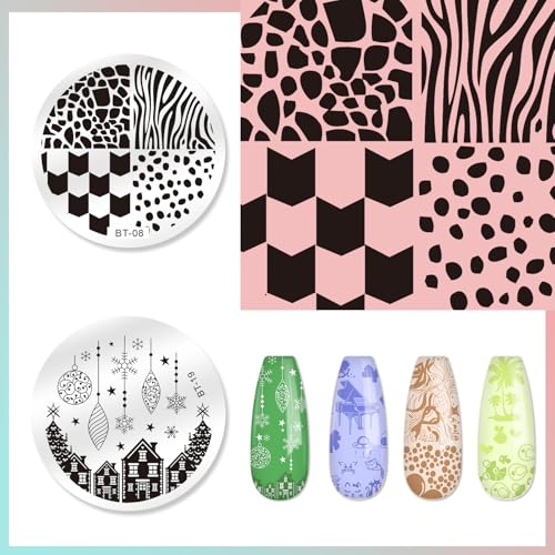 Biutee 15PCS Nail Stamping Plates with Nail Art Stamper and Scraper | Nail Stamper Kit Nail Stamp Plate Flower Animal Geometry Stripe Design Nail Stamping Kit with Storage Bag - color: 18pcs