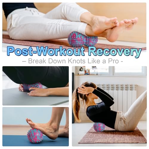 Deep Tissue Massage Ball for Exercise & Recovery - SGS Certification - Targets Back, Shoulder, Legs&Feet - Relieves Muscle Knots, Joint Pain&Tightness, Pressure Point Therapy- Myofascial Release Ball - color: Blue&pink, size: 1-Pack | 7.87-inch