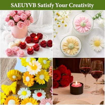 SAEUYVB Candle Making Kit,DIY Soy Candle Making Supplies/Kit for Adults | Complete Candle Kit with Digital Wax Warmer,Soy Wax,Candle Jars,Scents,Molds and More,Perfect for DIY Handmade Craft - size: 12 pcs candle tins kit with candle molds