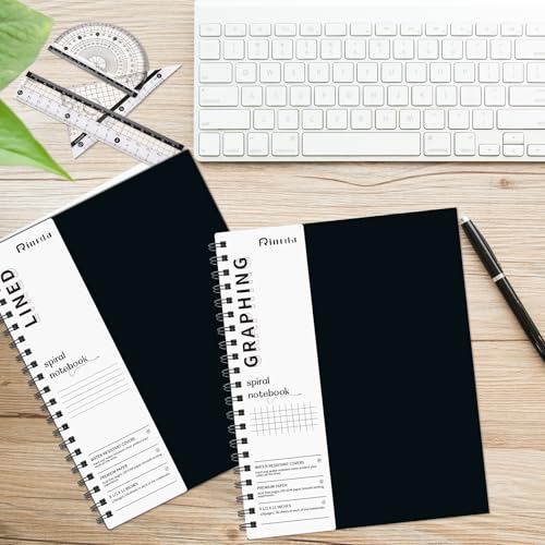 Spiral Notebook 8.5" x 11"-2 Graph&2 Lined Hardcover notebooks | Notebooks for Work&Note Taking, Lined Hardcover Notebook 120 Pages Thick Paper Notebook Hardcover Journal for School, Office - size: A4, style: LINED&GRAPH