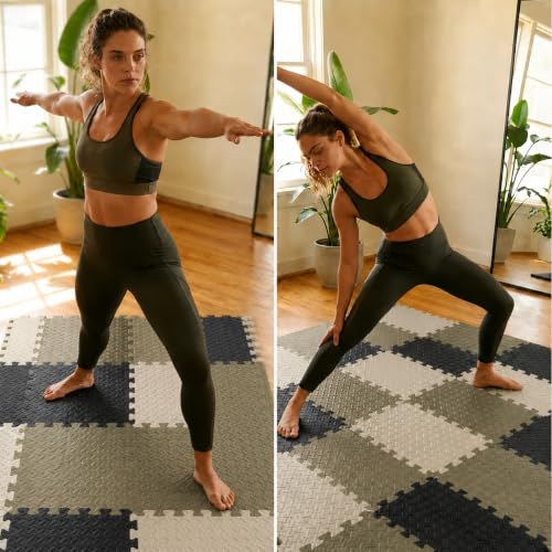 18 Pcs EVA Foam Floor Tiles, Puzzle Exercise Mat Set for Gym - color: Woodland Camo Trio