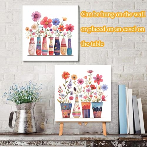 TCDZMYGS 2 Pack Flowers Paint by Numbers Kit for Adults Beginner,Easy Paint by Number Kits with Framed,DIY Acrylic Oil Painting by Numbers for Home Wall Decor 10 x 10 inch - color: 2 pack paint by number-3