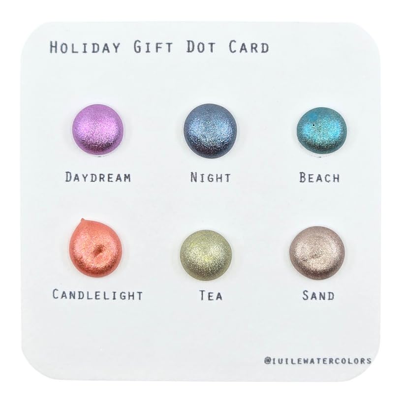 IUILE Handmade Watercolor Paints - Holiday Gift 2024 Dot Card (6 colors). Metallic, Shiny, Shimmer - color: Holiday Gift 2024 Dot