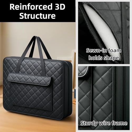 JJRING 18x24 Quilting Canvas Art Portfolio Case Bag, Black | Lightweight Portable Storage Case For Posters, Artwork, Drawing & Sketching Boards - size: 18*24