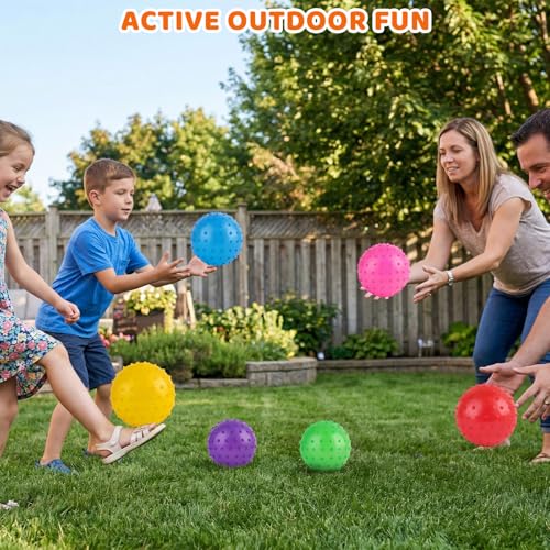 LOVEINUSA 8PCS Bounce Balls with Pump, 7 inch Spiky Massage Sensory Balls for Kids Party Favors - size: Medium