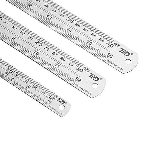 ZZTX Metal Ruler 6 Inch 12 Inch 16 Inch Stainless Steel 3 Pack | Rust-proof, Straight edge, Precise markings, Clear read