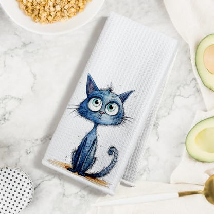 4 Pcs Funny Cat Kitchen Towels, Cute Cats Gifts Reusable Hand Towels-01 - color: Multi 1616