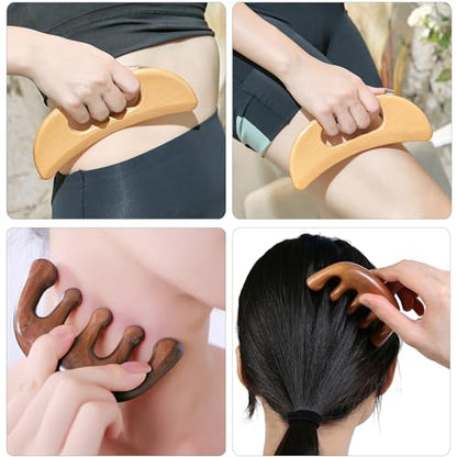 Xokocli 7-in-1 Wood Therapy Massage Tools Lymphatic Drainage Massager for Muscle Pain Relief | Maderoterapia Kit Body Sculpting Tools for Anti-Cellulite, Body Shaping - color: 7pcs