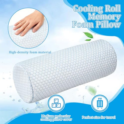 Novabright 2 Pcs Cooling Cervical Neck Roll Pillow for Sleeping Memory Foam - size: 15.8 x 6 Inch