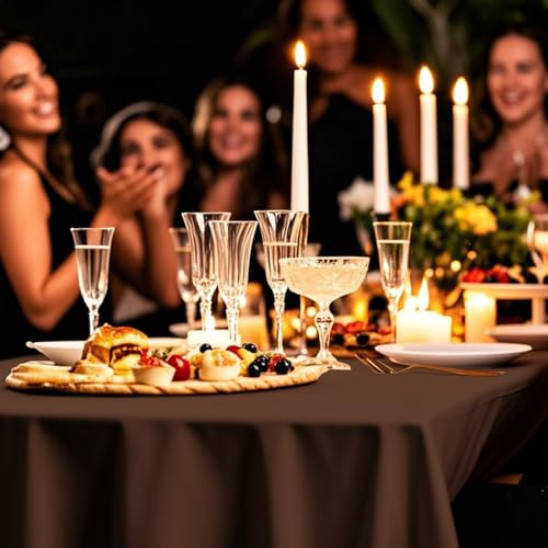 54IN X 160FT Plastic Table Cover Roll with Cutter Box, Cut to Size Plastic Table Cloths for Parties, Birthday, (Brown, 54"x1920") - color: Brown, size: 1920" x 54" (Rectangular)